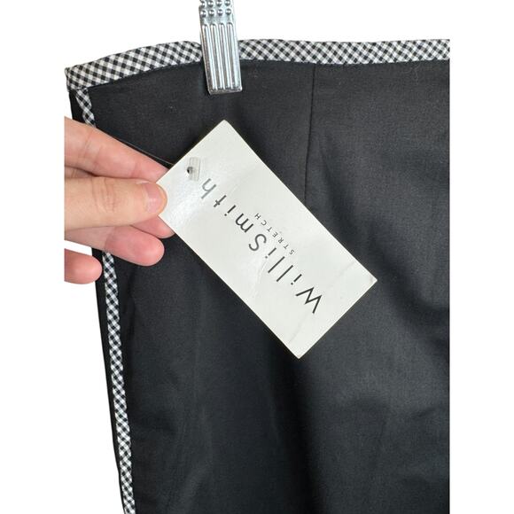 Willi Smith Stretch Black Pants Size 14 Gingham Trim Career Trousers NWT - Picture 15 of 15